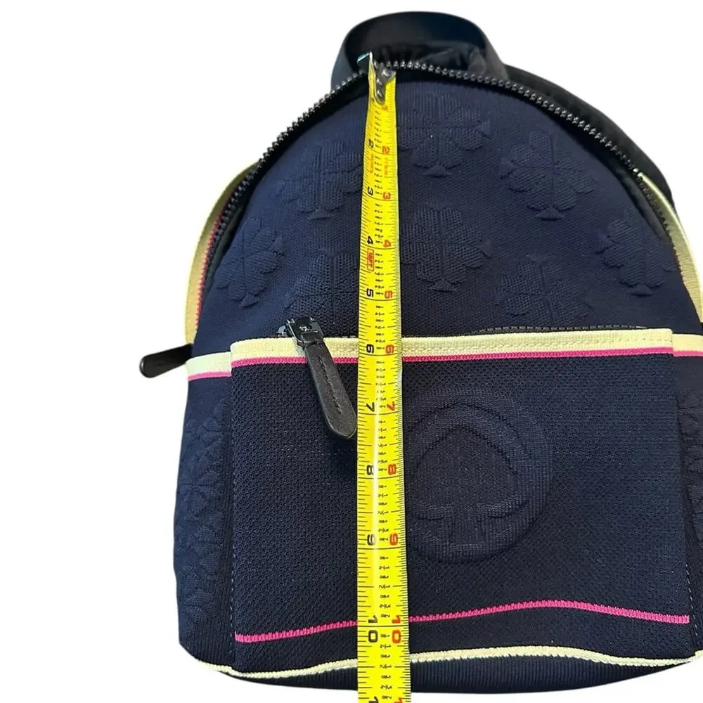 Kate Spade Sport Knit City Navy Backpack with Pink and Yellow Accents EUC